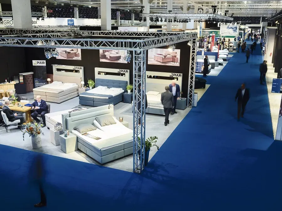 Carpet Stone, deep blue aisle in an exhibition hall