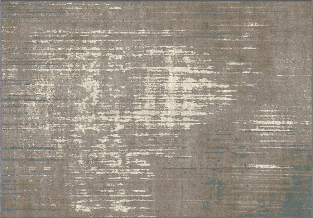 Custom rug Hazelnut, pale cloud and blue-green streaks on taupe