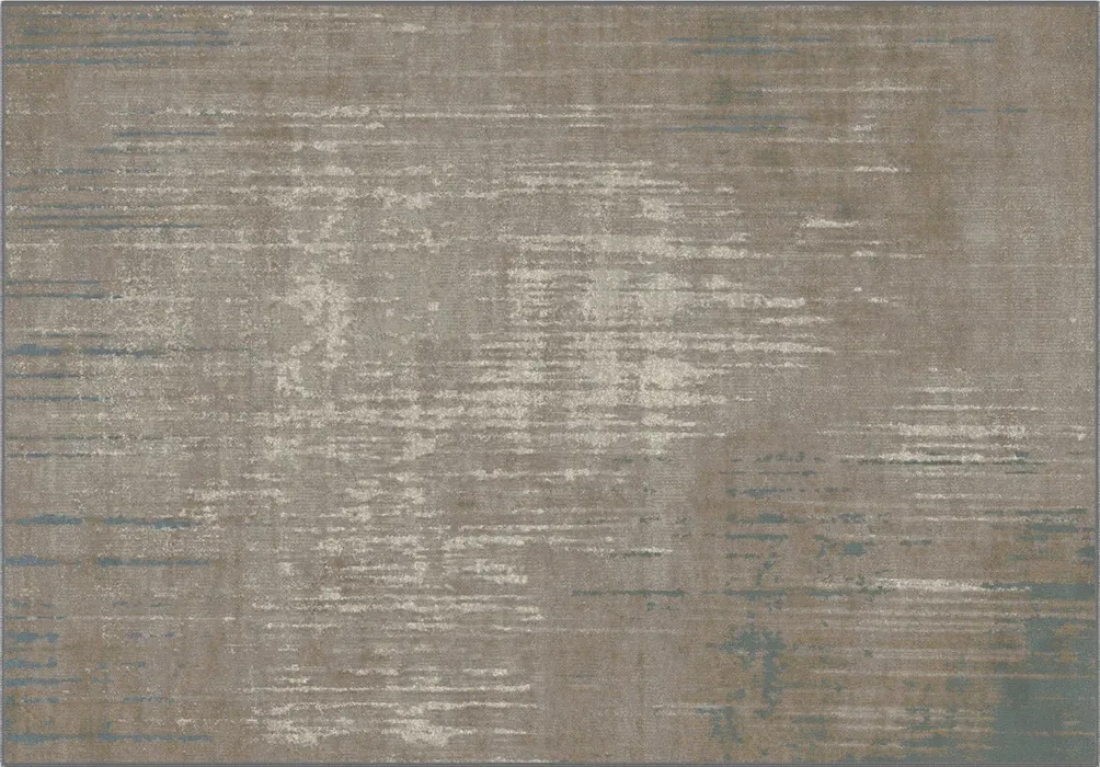 Custom rug Cumin, pale centre fading into grey-taupe with blue-green streaks