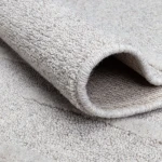 Custom rug Lead Grey, close-up of striped grey looped wool