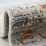 Custom rug Rock, cream ground with rust and blue-grey streaks