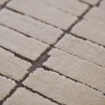Custom rug Cinnamon, ecru with brown brick grid and ochre