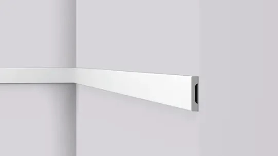 Wide flat wall moulding with recessed lower groove
