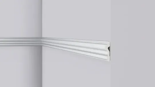 Fluted flat wall moulding Pewter with fine parallel grooves