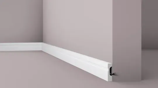 Low rounded skirting board Mist in matt light grey