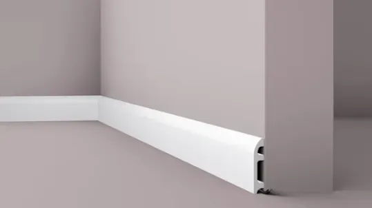 Classic moulded skirting board with curved top edge in deep grey