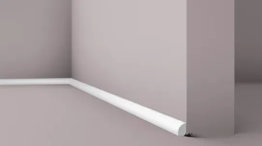 Fully rounded skirting board Silver in deep grey