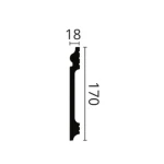 Tall skirting board with cable clip, deep grey, at floor level