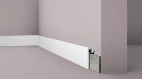 High skirting board with cable channel Dawn and clip-on cover