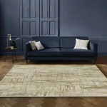 Rug Sandstone, cream ground with ochre and rust brushstroke lines