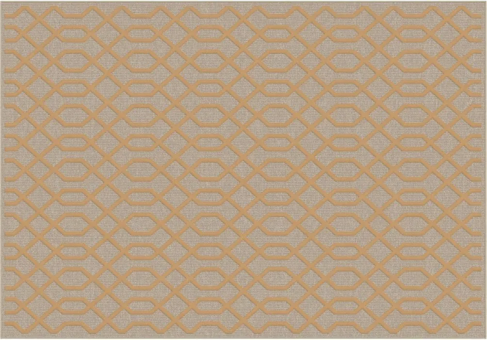 Rug Dune, ochre diamond lattice on a beige ground