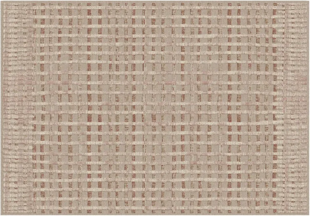 Rug Straw, beige check with small terracotta accents
