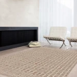 Rug Straw, beige check with small terracotta accents