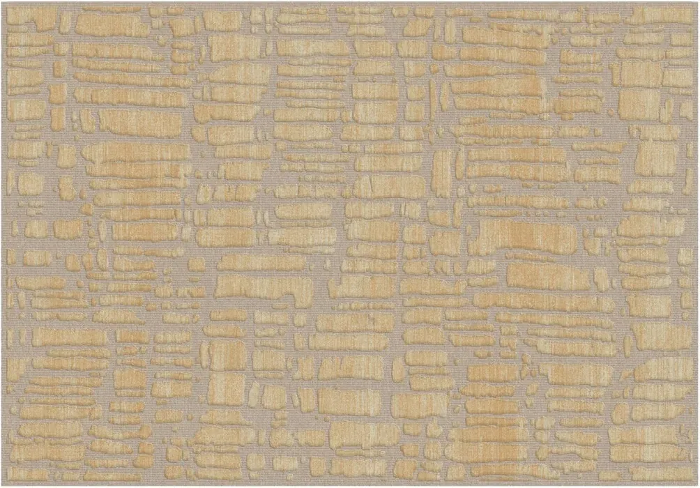 Rug Putty, beige and gold dry-stone block pattern