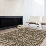 Rug Thatch, dry-stone pattern in brown and olive on beige