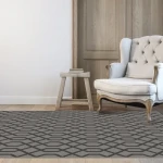 Rug Stone, charcoal diamond lattice on a grey ground