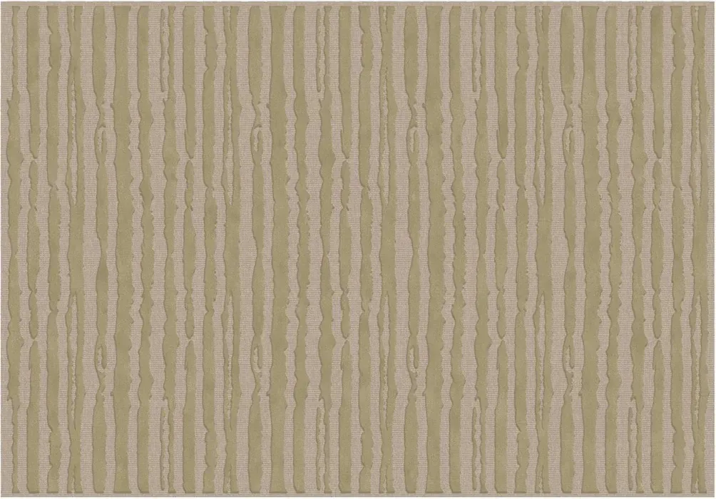 Rug Wicker, irregular olive green and beige vertical stripes