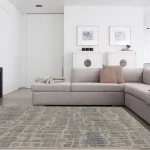 Rug Shadow, grey stone blocks on a light taupe ground