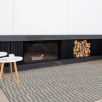 Rug Graphite, grey vertical stripes on a light grey ground