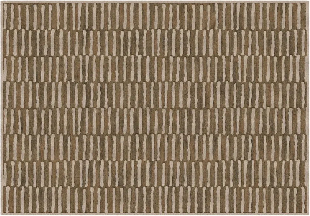 Rug Spice, ochre and brown vertical stripes on beige