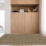 Rug Spice, ochre and brown vertical stripes on beige