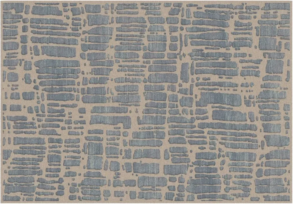 Rug Smoke, blue-grey stone blocks on a taupe ground