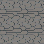 Rug Basalt, midnight-blue interlocking arches on a grey-taupe ground