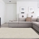 Rug Jute, plain sand-beige with fine woven texture