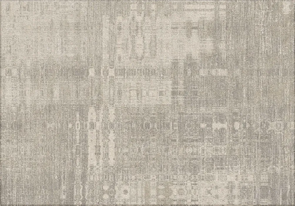 Rug Bamboo, abstract washed grey and beige grid pattern