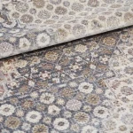 Rug Rattan, beige and ivory medallion with floral border