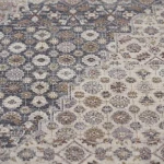 Rug Rattan, beige and ivory medallion with floral border
