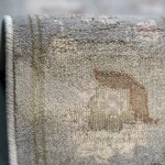 Rug Steel, grey floral rug with palmettes and scrolled border