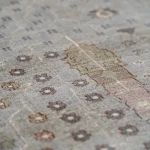 Rug Steel, grey floral rug with palmettes and scrolled border
