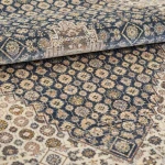 Rug Platinum, indigo medallion with beige florals on ivory