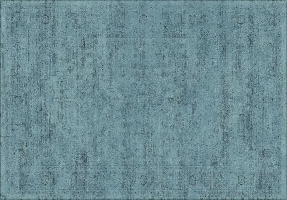 Rug Turquoise, Persian-style design washed in turquoise blue