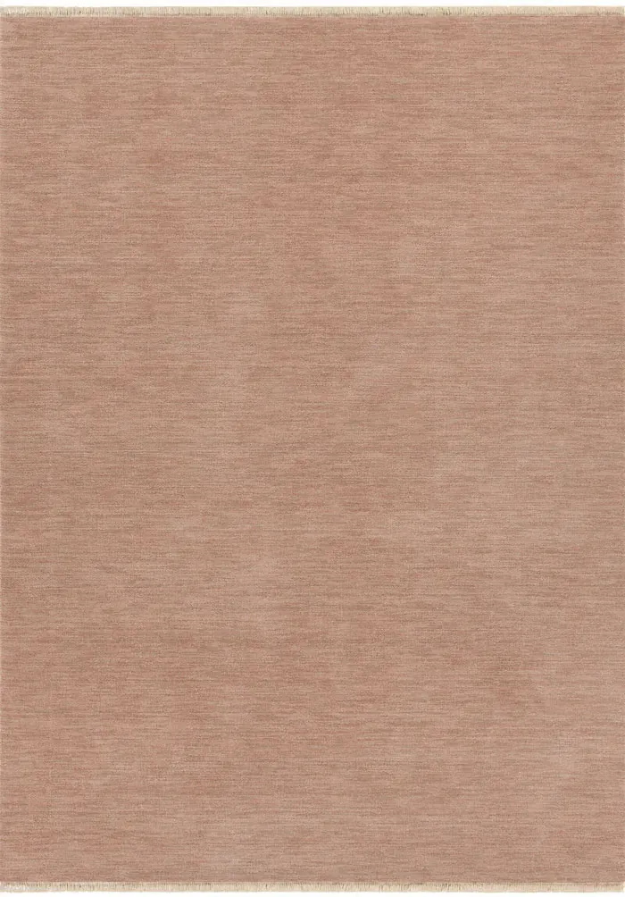 Rug Tile, terracotta heathered rug with knotted fringe