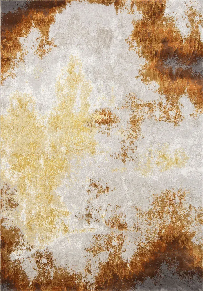 Rug Havana, marbled cream, gold and rust pattern
