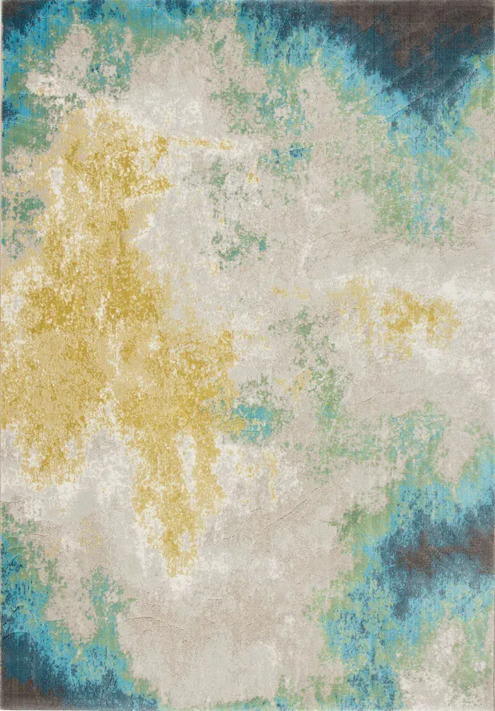 Rug Malachite, abstract rug in green, turquoise and ochre