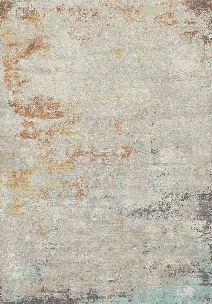 Rug Spelt, beige with fine mottled horizontal stripes