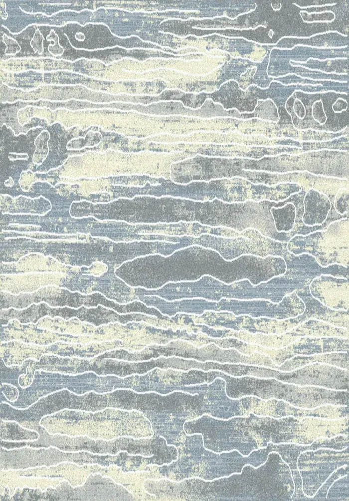 Rug Mist, white marble veining on grey-blue ground