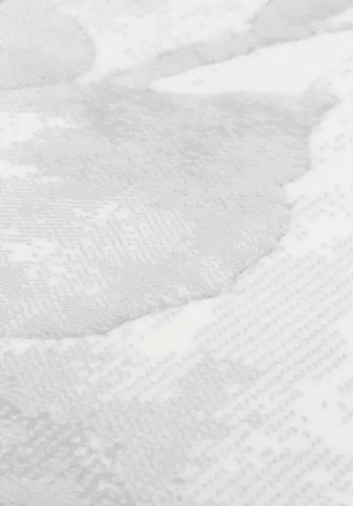 Rug Lava, light grey abstract pattern on ivory, close-up