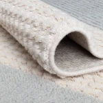 Rug Grisaille with grey and ecru textured rectangular blocks