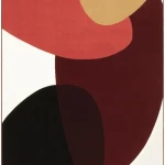 Rug Raspberry, red, burgundy and black abstract shapes on ivory