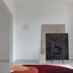 Rug Raspberry, red, burgundy and black abstract shapes on ivory