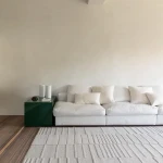 Rug Frosted Silica, grey with raised vertical woven stripes