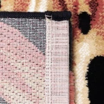Rug Silt, beige and terracotta tropical leaves on black