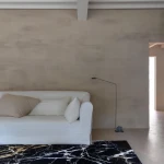 Rug Intense Concrete, black marble effect with white and gold veins