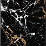 Rug Intense Concrete, black marble effect with white and gold veins