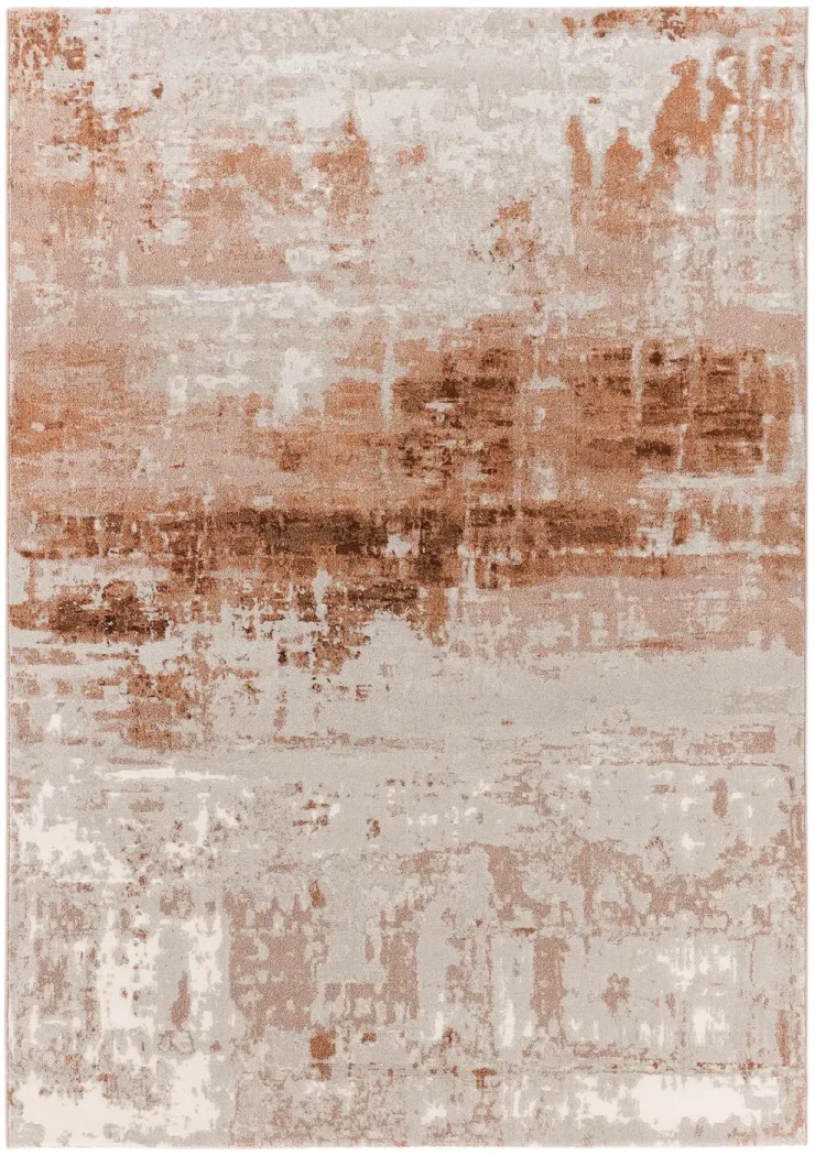 Rug Red Clay, terracotta, brown and beige horizontal bands
