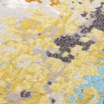 Rug Soft Bark with mustard, blue and terracotta abstract shapes
